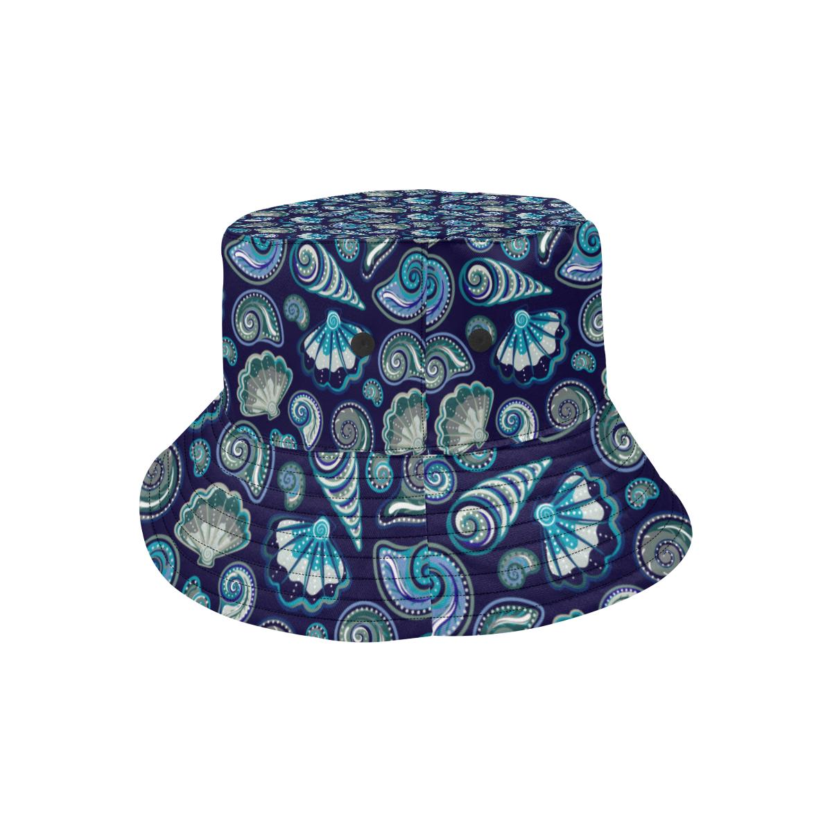 Beach Seashell Blue Print Unisex Bucket Hat