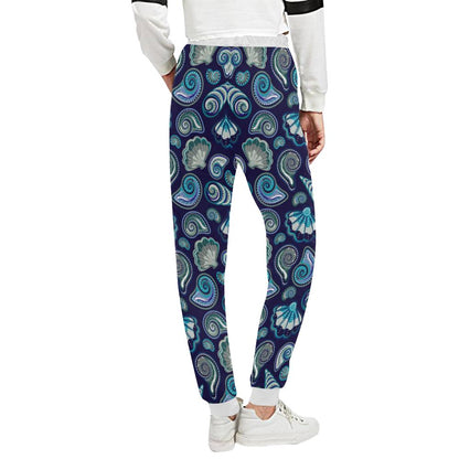 Beach Seashell Blue Print Unisex Casual Sweatpants (Model L11)-JTAMIGO.COM