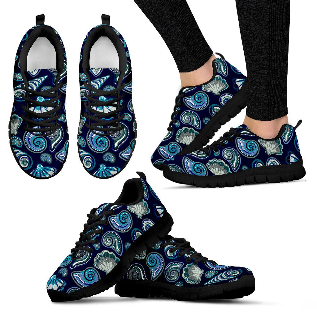 Beach Seashell Blue Print Women Sneakers Shoes