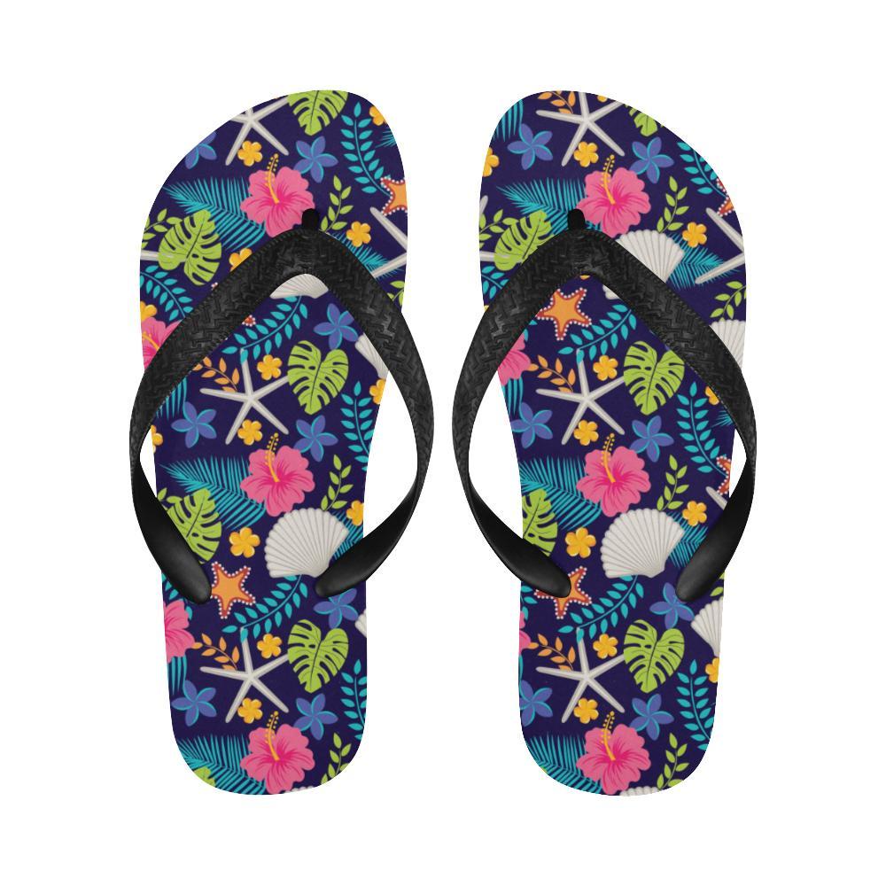 Beach Seashell Floral Theme Flip Flops-JTAMIGO.COM