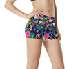 Beach Seashell Floral Theme High Waisted Spandex Shorts-JTAMIGO.COM