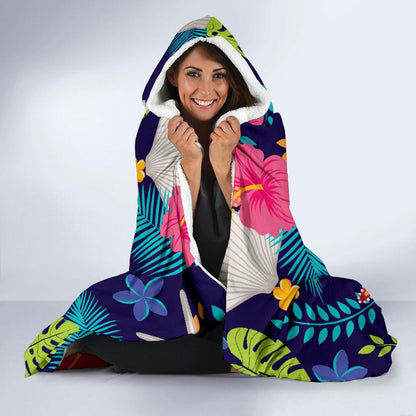 Beach Seashell Floral Theme Hooded Blanket-JTAMIGO.COM