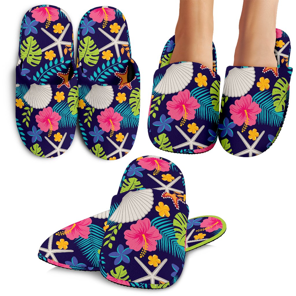 Beach Seashell Floral Theme House Slippers