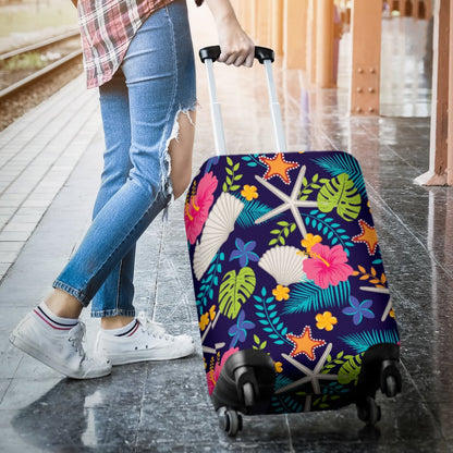 Beach Seashell Floral Theme Luggage Cover Protector