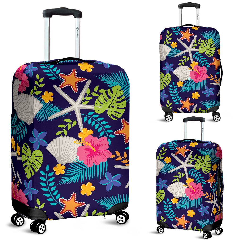 Beach Seashell Floral Theme Luggage Cover Protector