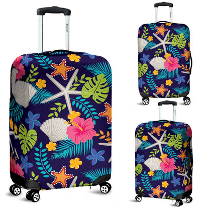 Beach Seashell Floral Theme Luggage Cover Protector