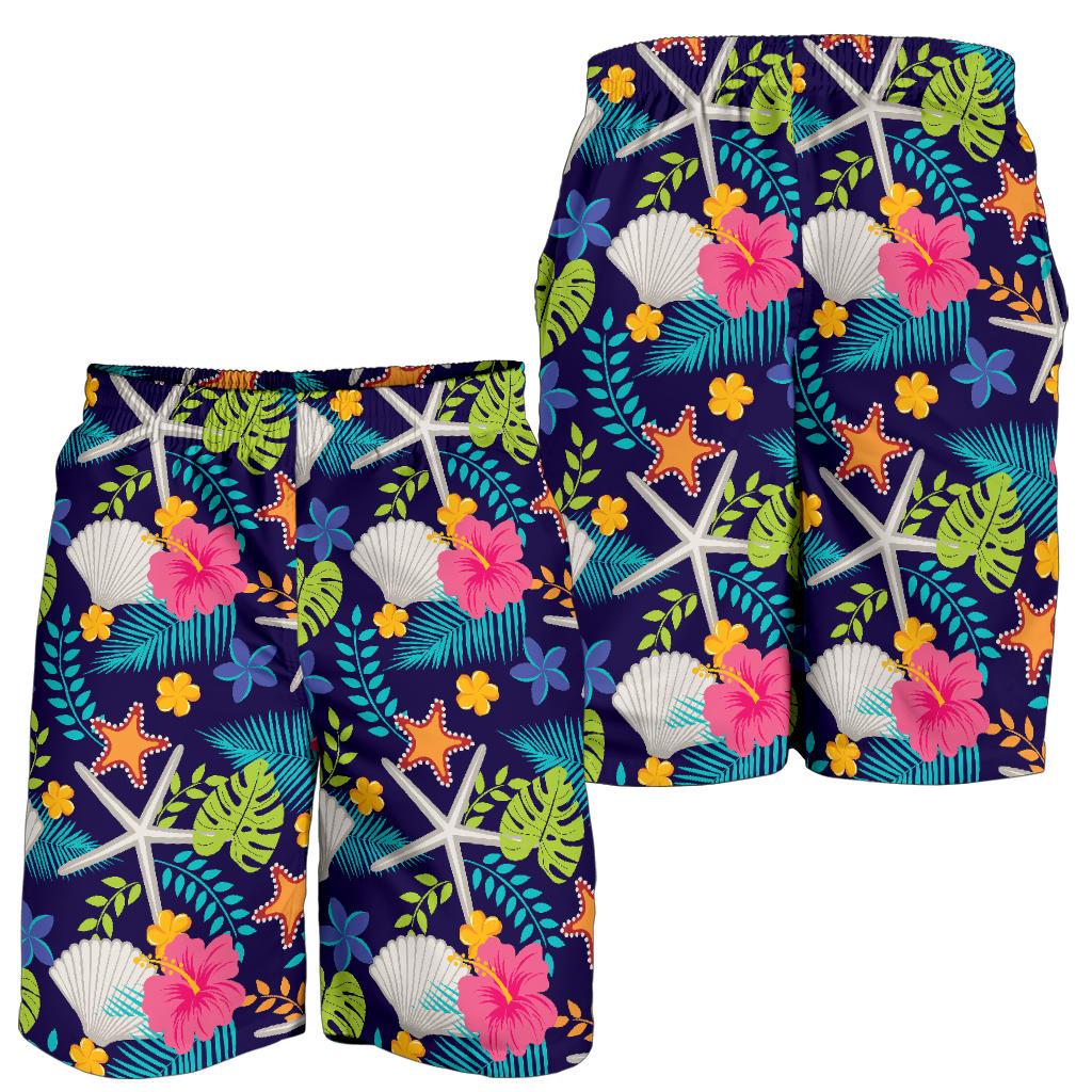 Beach Seashell Floral Theme Mens Shorts-JTAMIGO.COM