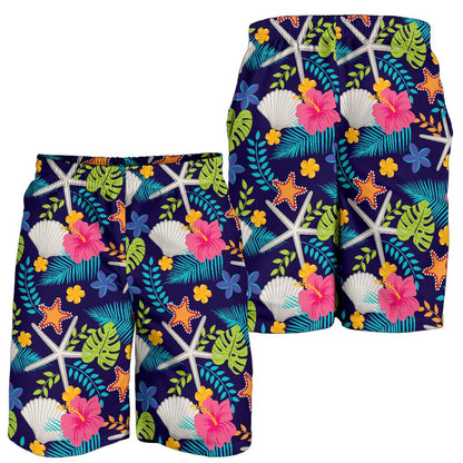 Beach Seashell Floral Theme Mens Shorts-JTAMIGO.COM
