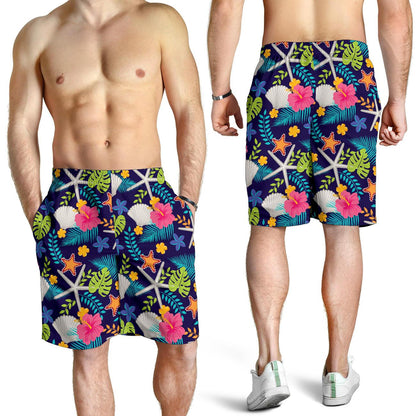 Beach Seashell Floral Theme Mens Shorts-JTAMIGO.COM