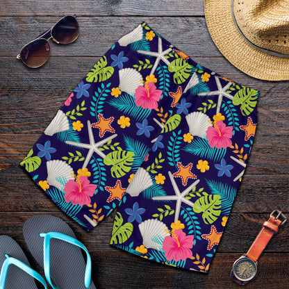 Beach Seashell Floral Theme Mens Shorts-JTAMIGO.COM