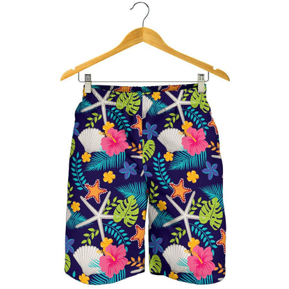 Beach Seashell Floral Theme Mens Shorts-JTAMIGO.COM