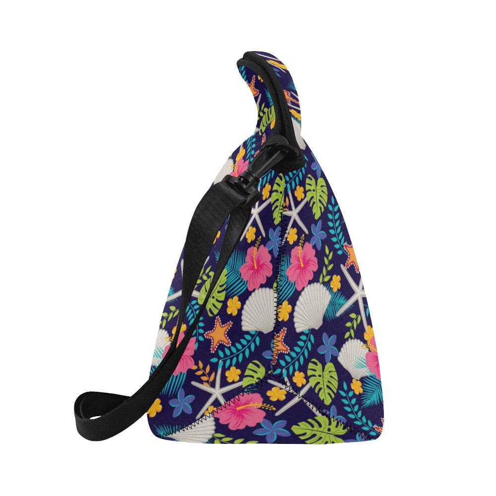 Beach Seashell Floral Theme Neoprene Lunch Bag (Model 1669)(Large)-JTAMIGO.COM