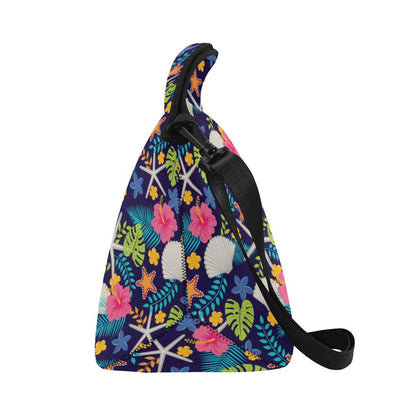 Beach Seashell Floral Theme Neoprene Lunch Bag (Model 1669)(Large)-JTAMIGO.COM