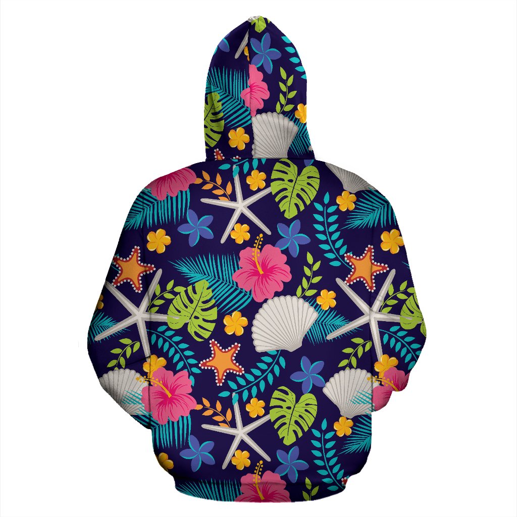 Beach Seashell Floral Theme Pullover Hoodie