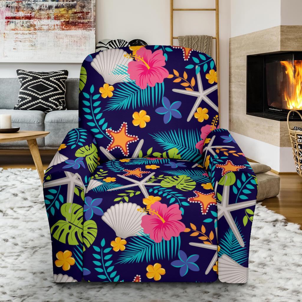 Beach Seashell Floral Theme Single Sofa Slipcover -JTAMIGO.COM