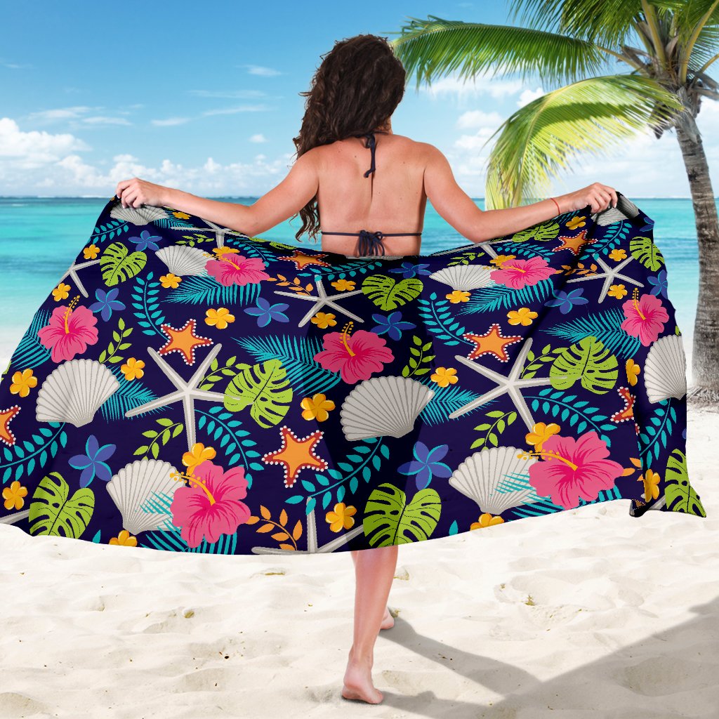 Beach Seashell Floral Theme Sarong Pareo Wrap