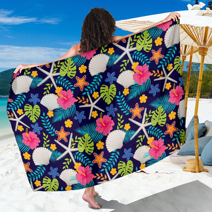 Beach Seashell Floral Theme Sarong Pareo Wrap