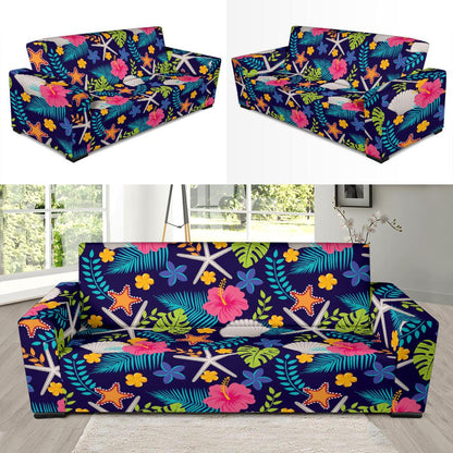 Beach Seashell Floral Theme Sofa Slipcover-JTAMIGO.COM