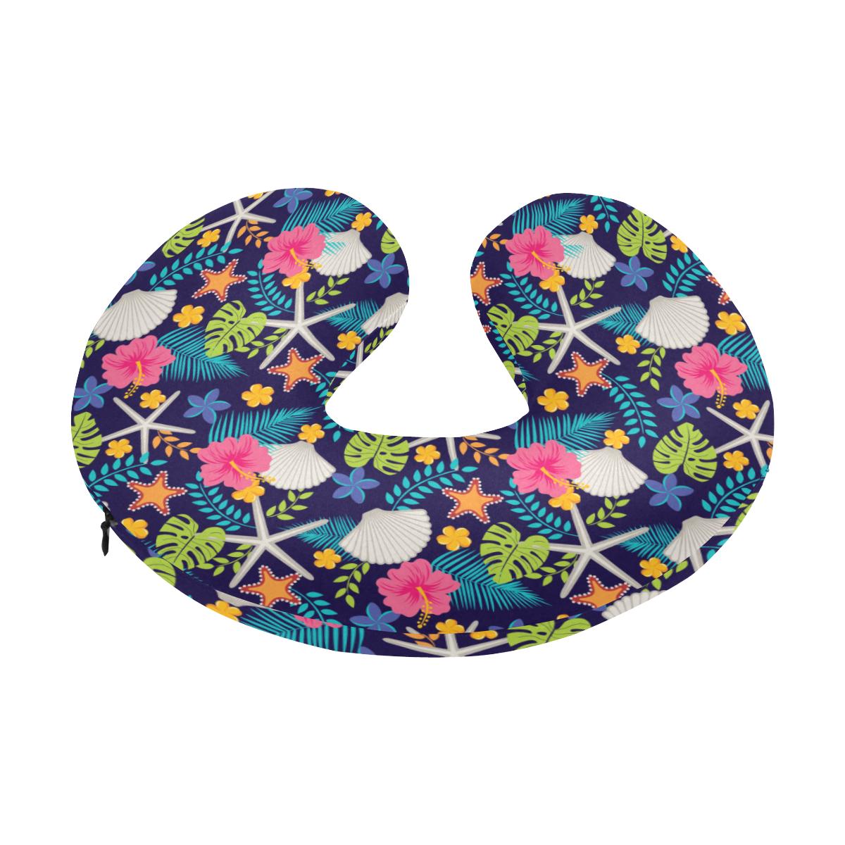 Beach Seashell Floral Theme U-Shaped Travel Neck Pillow-JTAMIGO.COM