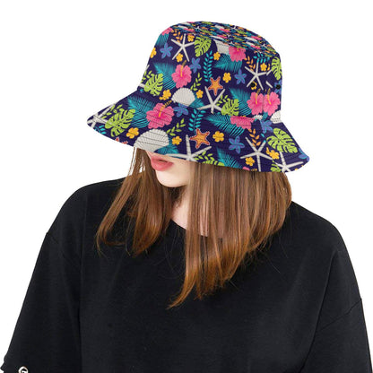 Beach Seashell Floral Theme Unisex Bucket Hat