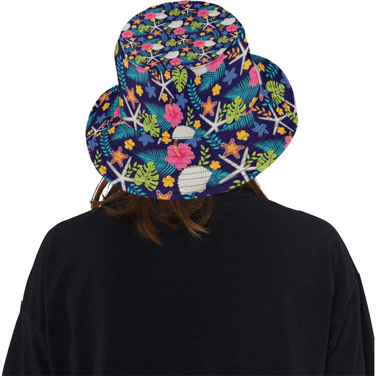 Beach Seashell Floral Theme Unisex Bucket Hat