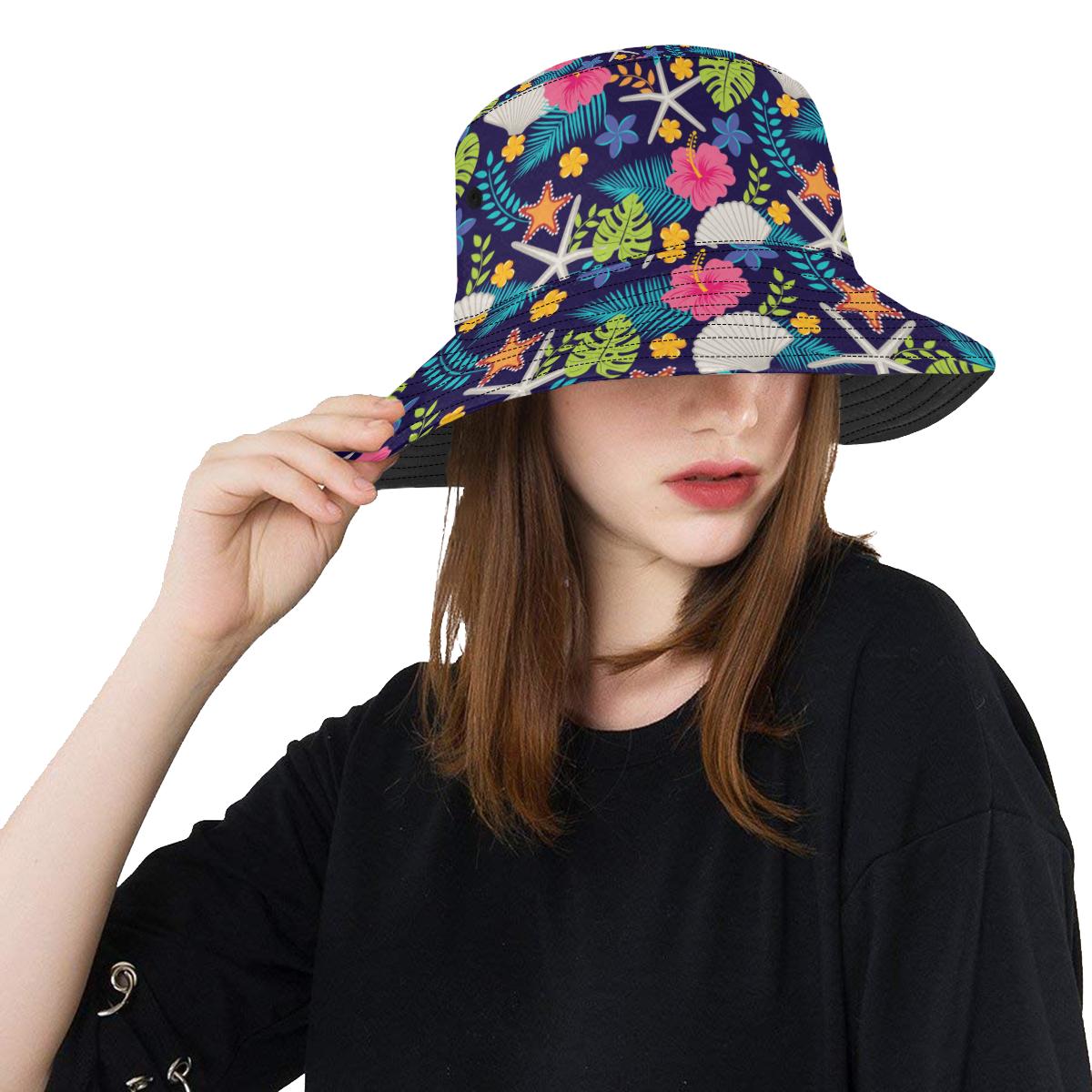 Beach Seashell Floral Theme Unisex Bucket Hat