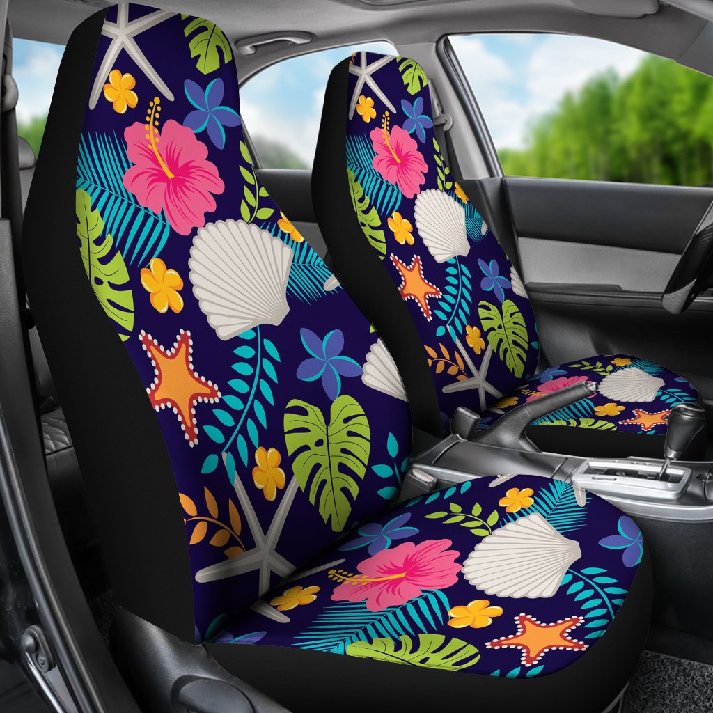 Beach Seashell Floral Theme Universal Fit Car Seat Covers