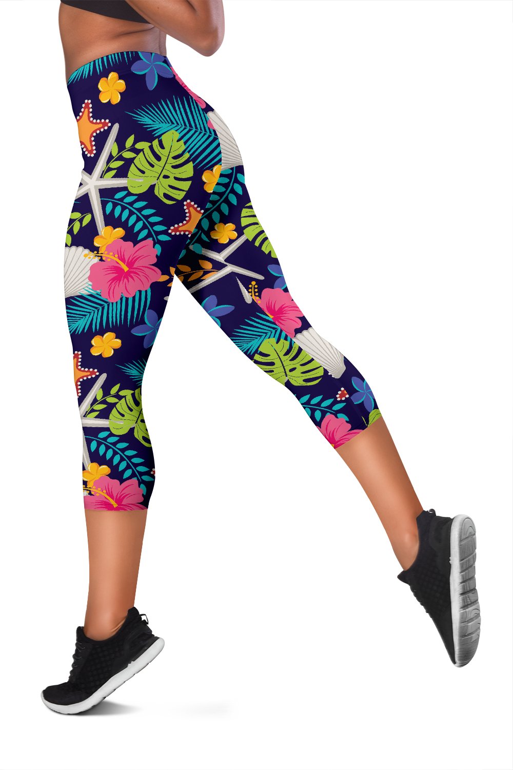 Beach Seashell Floral Theme Women Capris