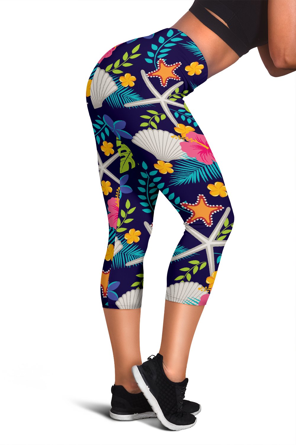 Beach Seashell Floral Theme Women Capris