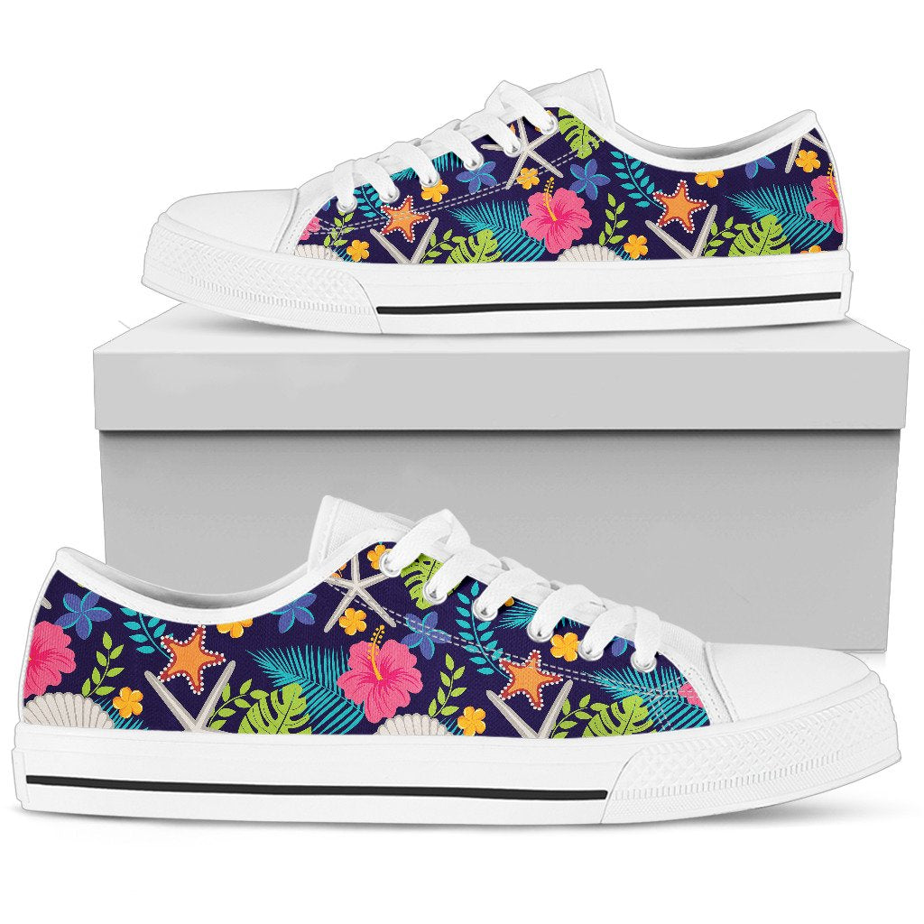 Beach Seashell Floral Theme Women Low Top Shoes