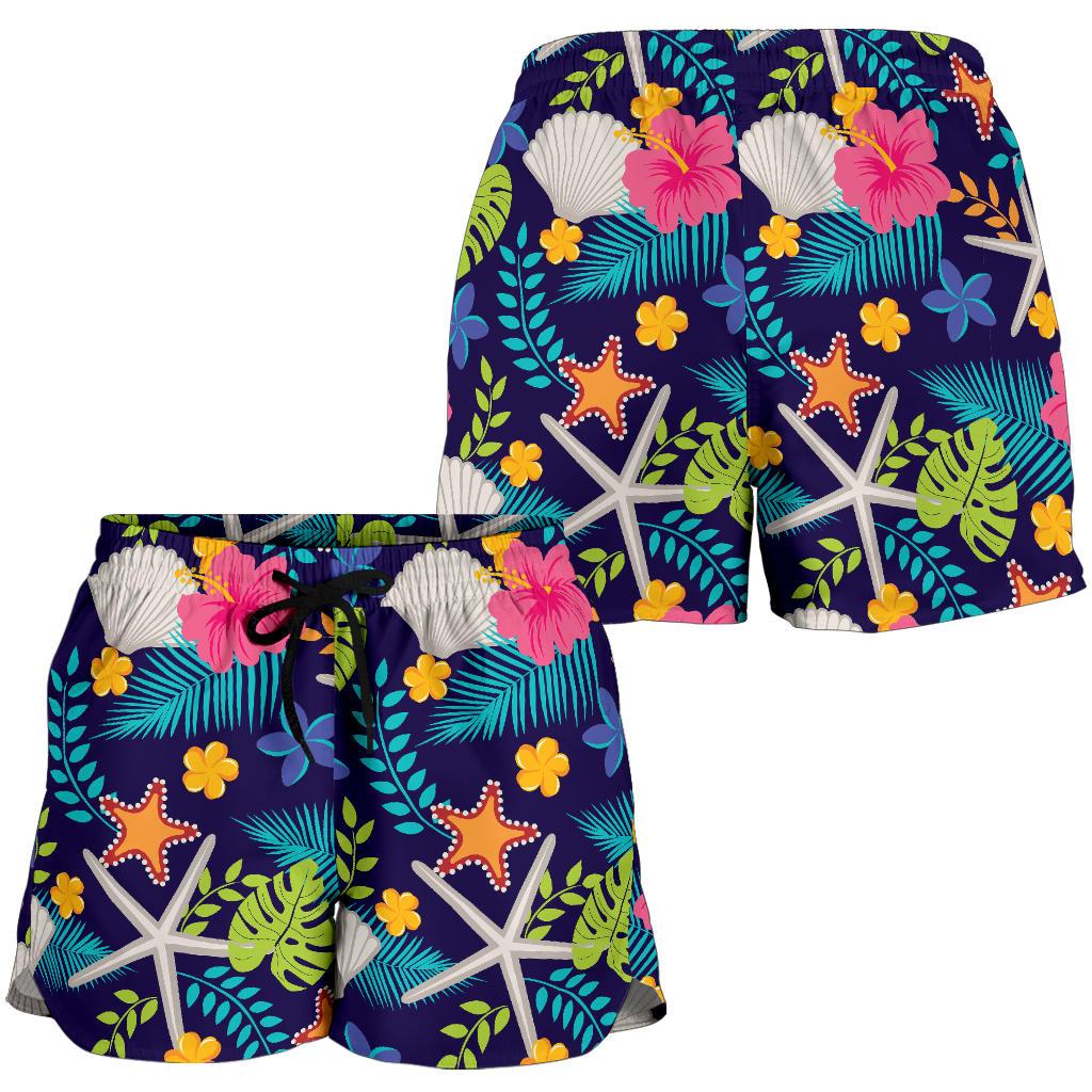 Beach Seashell Floral Theme Women Shorts-JTAMIGO.COM