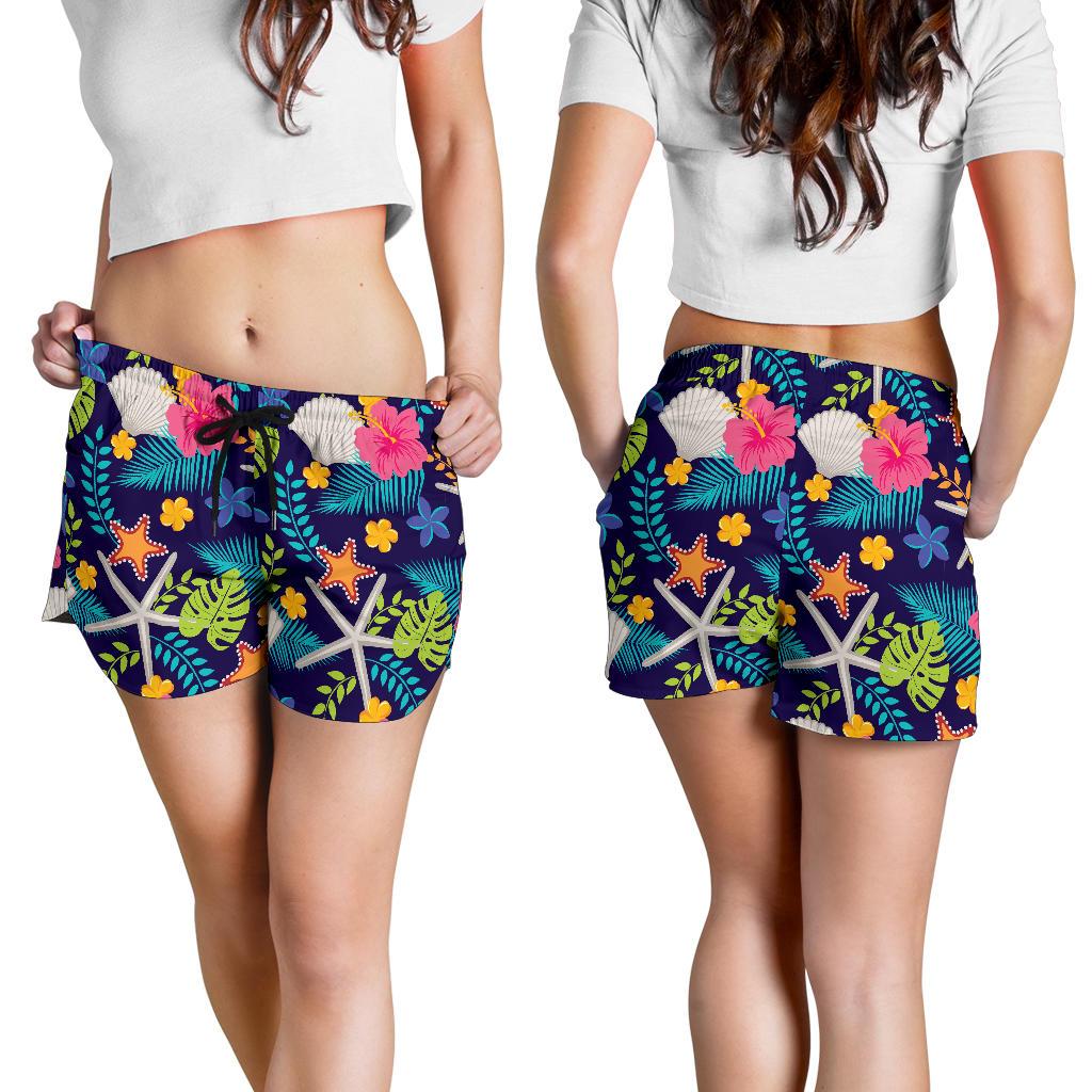 Beach Seashell Floral Theme Women Shorts-JTAMIGO.COM