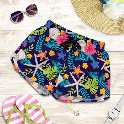 Beach Seashell Floral Theme Women Shorts-JTAMIGO.COM
