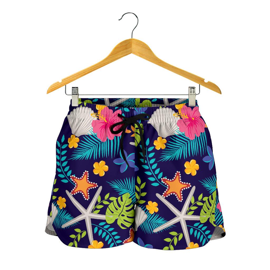 Beach Seashell Floral Theme Women Shorts-JTAMIGO.COM