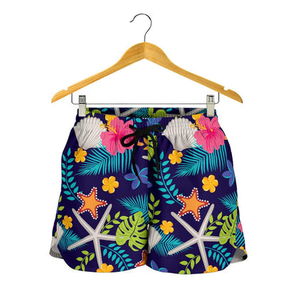 Beach Seashell Floral Theme Women Shorts-JTAMIGO.COM