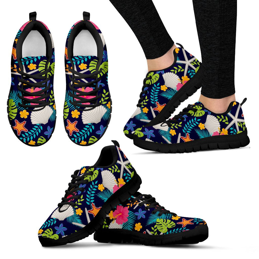 Beach Seashell Floral Theme Women Sneakers Shoes