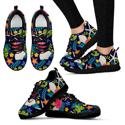 Beach Seashell Floral Theme Women Sneakers Shoes