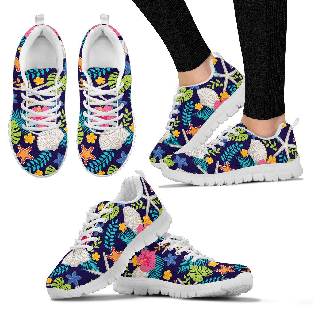 Beach Seashell Floral Theme Women Sneakers Shoes
