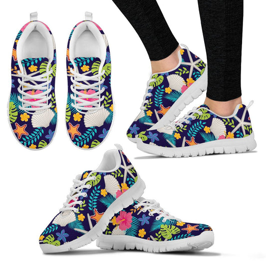 Beach Seashell Floral Theme Women Sneakers Shoes