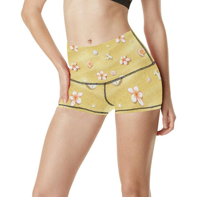 Beach Theme Print High Waisted Spandex Shorts-JTAMIGO.COM