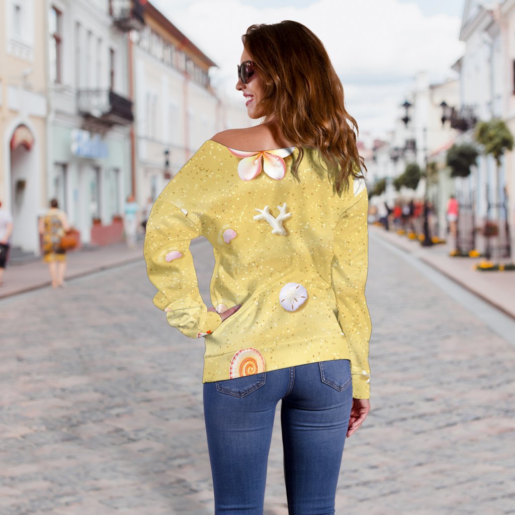 Beach Theme Print Off Shoulder Sweatshirt