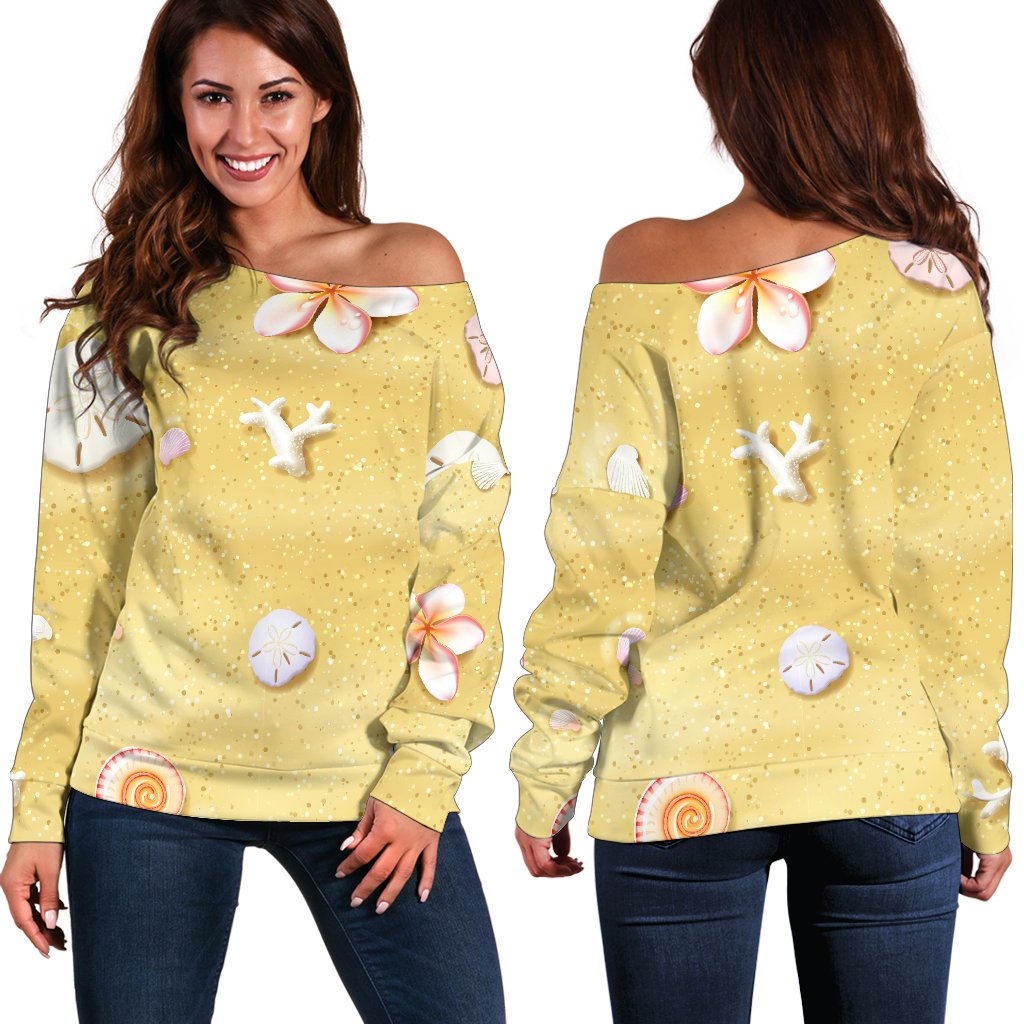 Beach Theme Print Off Shoulder Sweatshirt