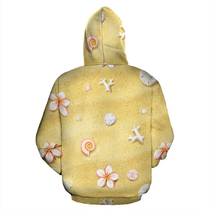 Beach Theme Print Pullover Hoodie