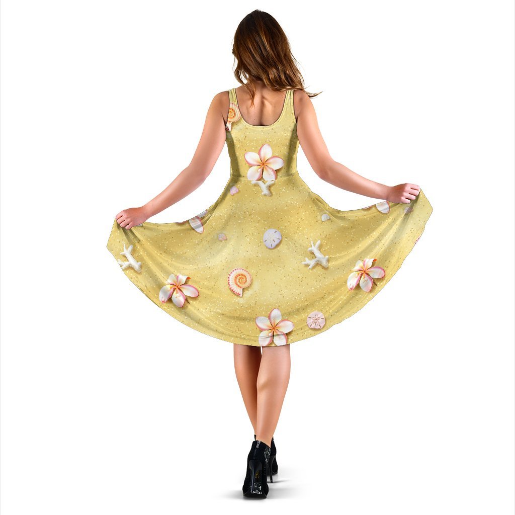 Beach Theme Print Sleeveless Dress