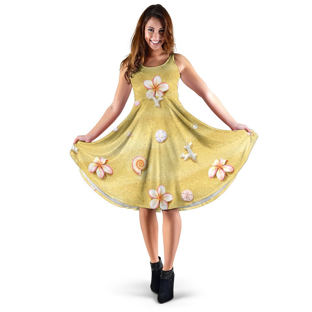 Beach Theme Print Sleeveless Dress