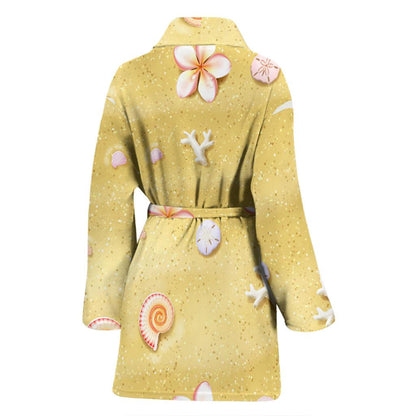 Beach Theme Print Women Bath Robe-JTAMIGO.COM