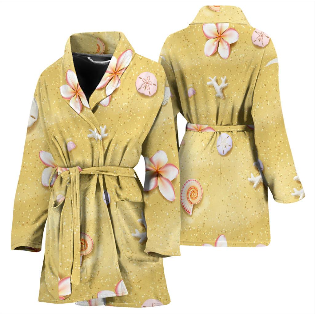 Beach Theme Print Women Bath Robe-JTAMIGO.COM