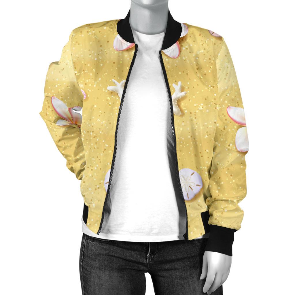 Beach Theme Print Women Casual Bomber Jacket