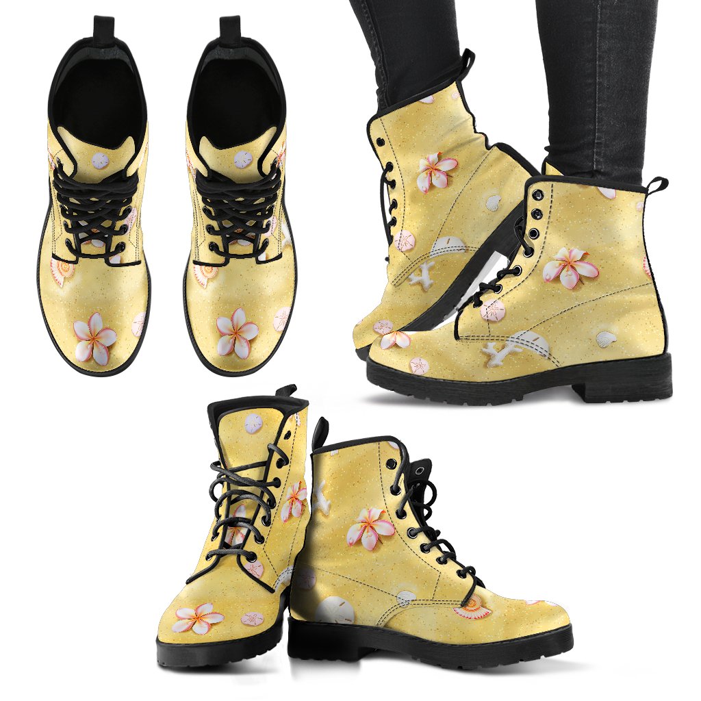Beach Theme Print Women Leather Boots-JTAMIGO.COM