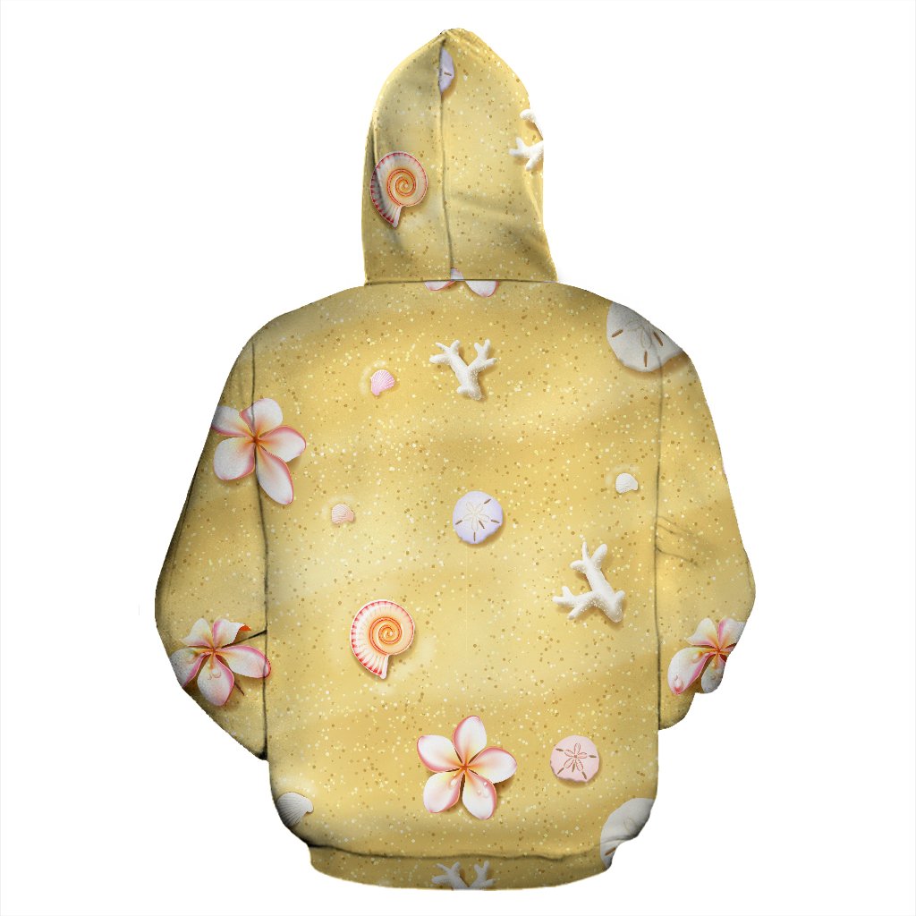 Beach Theme Print Zip Up Hoodie